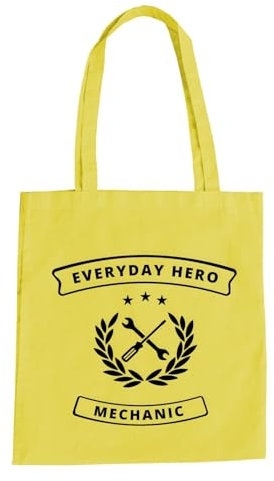 Everyday Hero Mechanic Baumwolltasche - Mechaniker Auto KFZ Werkstatt Car Gelb