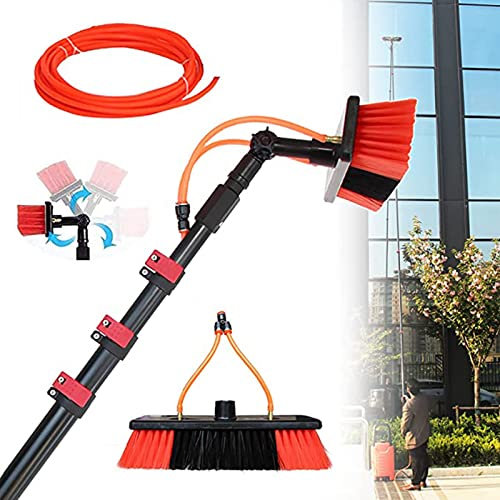 CHUNTIANMEI Fensterreinigungsstange,Photovoltaik Panel Reinigungswerkzeug Teleskopbürste mit Wasserzufuhr,Benutzt für Wintergarten Dach Reinigung von LKW-Fenstern,Brushhead35cm-7.2m/24FT