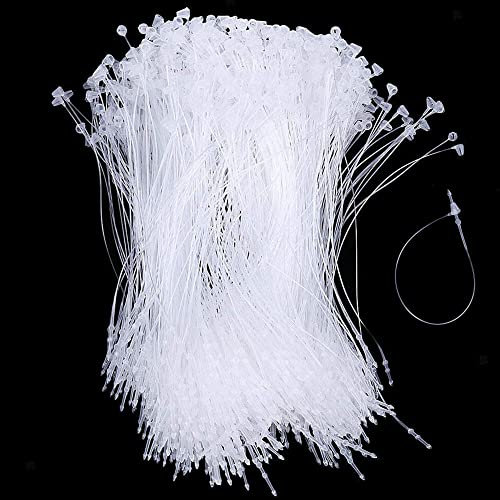 Hezhou 2000Stk Sicherheitsfäden (230 mm) Sicherheitsfäden für Etiketten Kabelbinder Sicherheitsfäden Loop Pins für Kleidung andere Produktetiketten Loop Pins Kunststoff (Weiß)