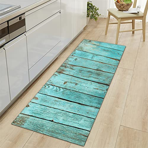 XQKXHZ Türkis Küchenteppiche Und Matten Waschbarer Landhausstil Teppich Küchenläufer rutschfeste Komfort-Küchenmatte Teppichläufer Für Küchen Flur Esszimmer Waschküche,3,50x160cm/20 x63