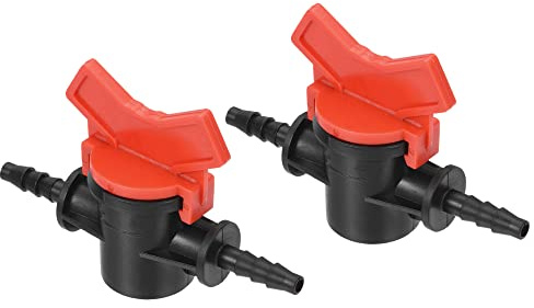 M METERXITY 2 Pack Barbed Ball Valve - 1/4-Inch ID in-Line Ball Valve Shut Off Switch Apply to Drip Irrigation and Aquariums (1/4 Inch, Black)