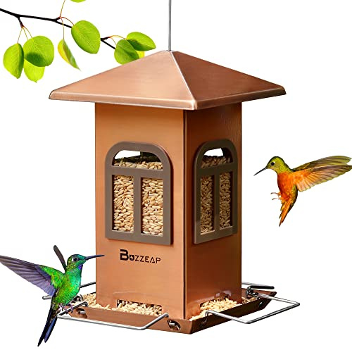 Buzzeap vogelfutterstation, Vogelfutterspender für Wildvögel, Vogelfutterhaus für Garten, Balkon, vogelfutterhaus zum aufhängen wetterfest