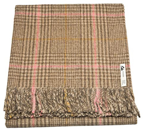 Generisch Alpaka Decke Wolldecke Kuscheldecke 150x200cm - Design Bern Karo (Braun)