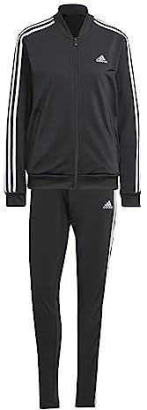 adidas Essentials 3-stripes Tracksuit Tuta da allenamento, Black/White, L Donna