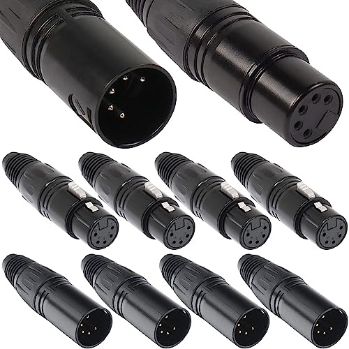 Xiatiaosann 5-polige XLR Buchsen und 5-polige XLR Stecker, Audio Mikrofon Stecker für Lautsprecher, Mikrofon, Kamera, Verstärker (8 Stück)