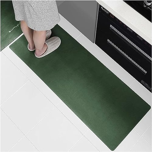 WWYL Küchenteppich Waschbar rutschfest, Anti-Müdigkeit Küchenteppich, Teppich Läufer Flur Küche rutschfest, Lang Teppich Läufer für Flur, Eingang, Wohnzimmer (DunkelgrüN,45x120 cm)