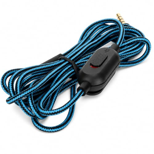 Gaming Headset Cable with Mute Switch, Volume Control Woven Cord, Oxygen Free Copper - Compatible for Logitech G Pro G Pro X G433 G233, 200cm 6.6ft Length (Blue)