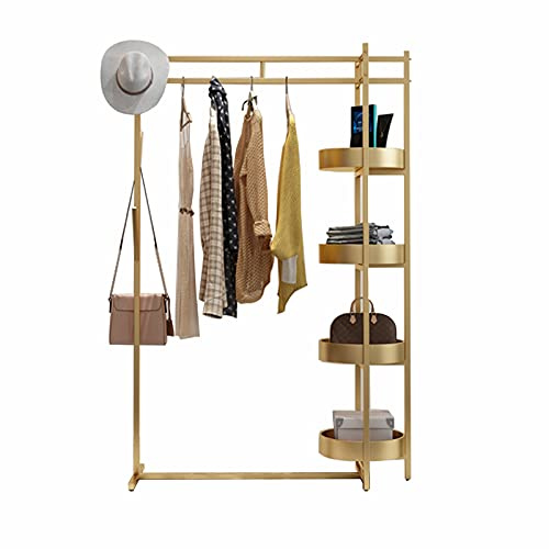NATWEE Kleiderständer Kleiderständer aus Metall mit Regalen und Haken Schlafzimmer Kleiderstangen Kleiderständer Home Hanger Garment Retail Display Stand/Black/100X36X155Cm It's so Kind of You