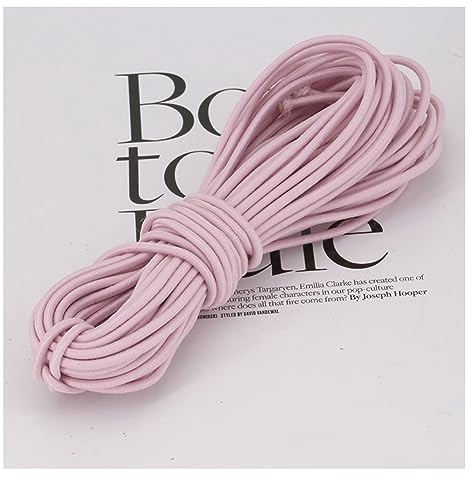 Yurosiay Cordón de goma, 10 m × 2,5 mm, cordón elástico multicolor, redondo, cordón elástico para coser, hilo elástico para ropa, hogar, manualidades, columpios, cordones de zapatos, color rosa