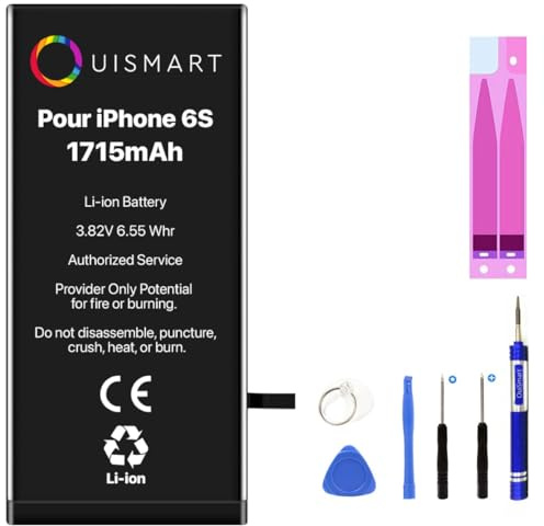 OUISMART® KIT Batterie pour IPHONE (avec Adhésif, iPhone 6S + AD)