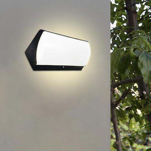 Dopastore Applique da Parete LED 30W Lampada da Muro Design Rettangolare Stile Moderno Nero IP65 Da Esterni Giardino Vialetto Terrazza (Luce fredda 6400K)
