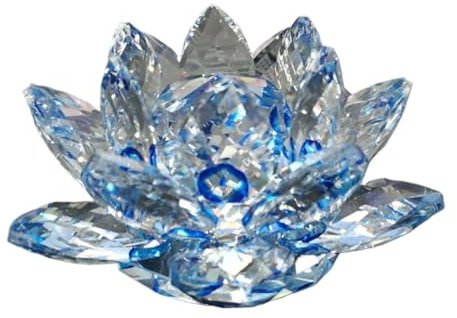 QIJIAYU 60 mm-100 mm Kristall-Lotus-Briefbeschwerer, Auto-Dekoration, Heimdekoration, Büro, Sammlung, Geburtstagsgeschenk, Souvenir (Color : Blue, Size : 100mm)