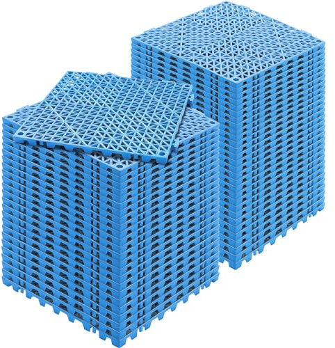 VEVOR Lot de 55 Dalles de Jardin Piscine 30x30x1,5 cm Bleu Dalle Clipsable Ajourée Antidérapante en PVC Drainage Rapide Revêtements de Sol Extérieur Intérieur pour Terrasse Cuisine Spa Salle de Bain