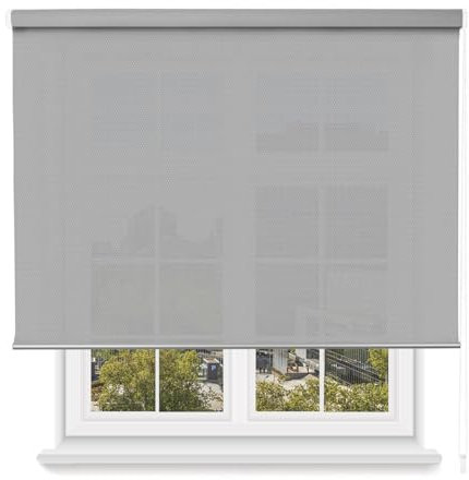 MERCURY TEXTIL- Estor Enrollable Screen Apertura 5% Proporciona Intimidad. Estor Screen para Puertas y Ventanas. Aislante Térmico, Translucidos.Instalación en Pared y Techo (100x200cm, Gris)