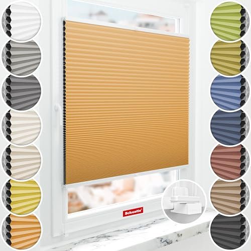 Schuette® Wabenplissee ohne Bohren: Citrus Glow (Orange) ● 95x100cm (Breite x Höhe) ● Suprafix Faltrollo X Klemmfix Rollo ● Blitzschnelle Montage inkl. Video