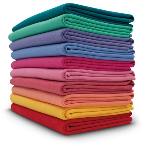 VmG-Store 10x 0,25m Bündchenstoff Set Schlauchware 95% Baumwolle, 5% Elasthan Auswahl Jersey (Bunt 3, 10er Set)