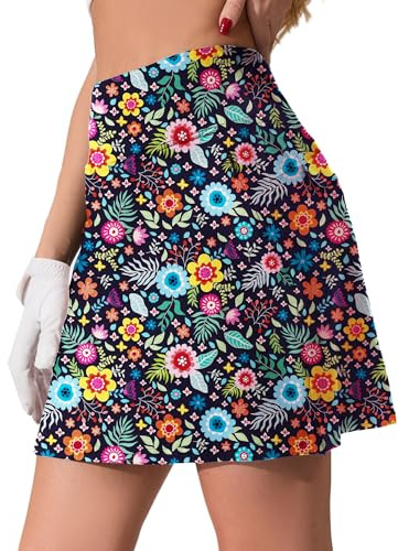 Timuspo Rock Damen Sommer Tennisröcke mit Hose Drunter Hohe Taille Activewear Skort Sportrock Golfrock mit 4 Taschen