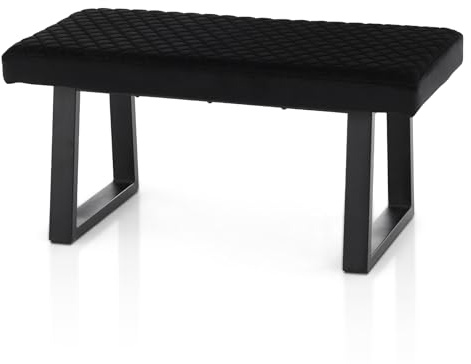 TUKAILAI Sitzbank esszimmer 100cm, Sitzbank Flur Esszimmerbank Garderobenbank Bettbank Polsterbank Küchenbank mit Samt Sitzkissen und Metallbeinen,für Esszimmer Garderobe Küche Schlafzimmer (Schwarz)