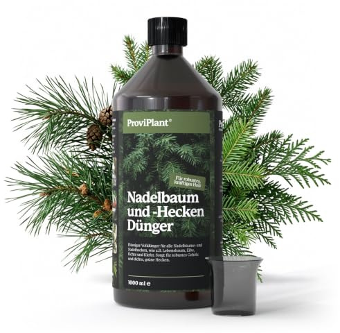 ProviPlant Nadelbaum Flüssigdünger – Für Thuja, Eibe, Lebensbaum & Co – 1 Liter Konzentrat für bis zu 200 Liter Gießwasser – Für Bäume & Hecken – Made in Germany