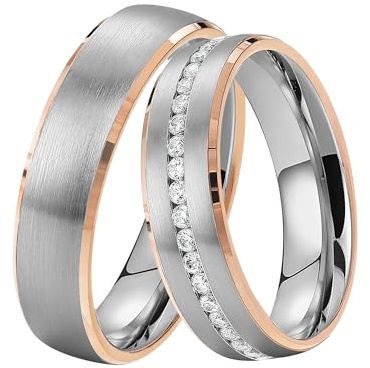 DOOSTI Ehering/Partnerring/Trauring LINE BICOLOR 925/- Silber – inkl. Gratis Gravur
