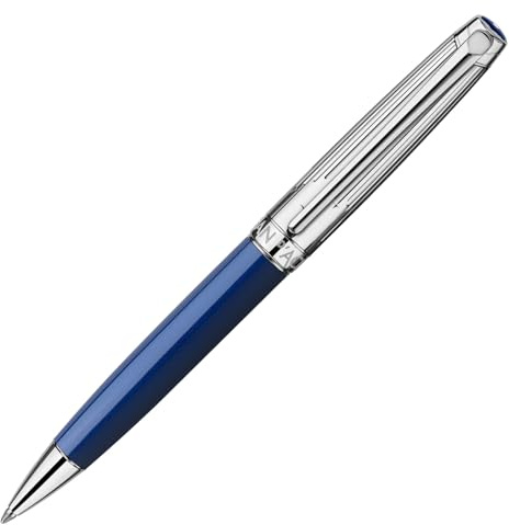 Caran d'Ache Léman Cosmic Blue Drehkugelschreiber aus Messing hergestellt, Farbe: Blau, Strichfarbe: Schwarz, Strichstärke: M, CC4789.024