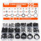 225 Stücke O Ring Sortiment, Ø 3-22 mm Dichtungsringe Set NBR Gummidichtung Gummi Dichtringe Dichtungen Oringe Unterlegscheiben Dichtungssatz für Sanitär Wasserhahn Druckleitungen - 18 Größen Schwarz