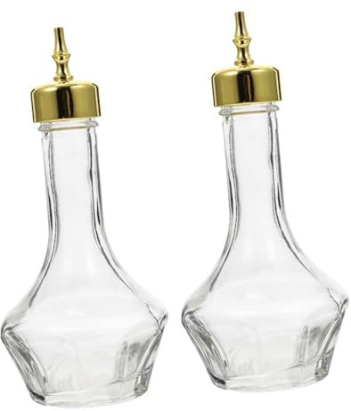 Cabilock Botellas de Bitter para Cócteles de Vidrio 50 Ml Dorado, Dosificador Preciso y Compacto, Gotero Antigoteo, para Bartenders y Coctelería en Bar, Pack 2 Unidades Vintage