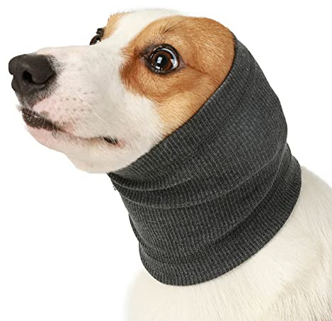 Gehörschutz Hund, Ohrenschützer, Hunde und Katzen Ohrenschutz Silvester, aus Nylon Spandex, Einstellbar, Schalldämmung und Geräuschreduzierung, Gehörschutz für Tierhandlung (Grau, S)