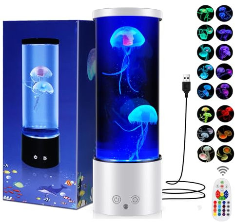 Soarling Quallenlampe LED mit 17 Farben, 4 Lichtmodi, Aquarium für Kinder und Erwachsene, Stimmungslicht für Entspannung und Wohndekoration - Schwarz