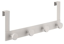 blomus Türhaken 4-fach - APARA - | Farbe: Moonbeam | Hochwertiger Türhaken aus Edelstahl für 4 Haken | Türgarderobe ohne Bohren | Modernes Design in Beige | 36 x 5,1 x 16 cm
