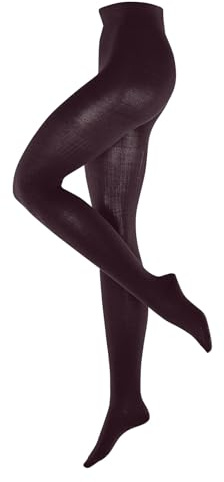 Burlington dam Strumpbyxor Rib Couture W Ti ull tjock enfärgat 1 par, Röd Claret 8435, 36-38
