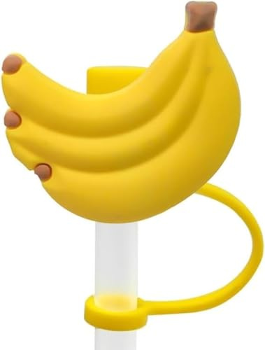 Yellow Banana Straw Cap,Cute Silicone Straw Covers Cap for Stanley Cup,Dust-Proof Drinking Straw Reusable Straw Tips Lids Drinking Straw Dispensers,8mm Straw Cap,Kitchen Accessories