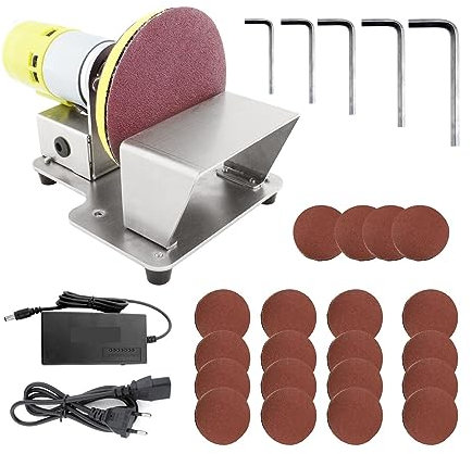 Machine à polir, ponceuse orbitale, Ponceuse à disque de Table de polisseuse rotative électrique réglable 7 vitesses variables 20 pièces disques de ponçage for le meulage de polissage pour ponçage, po