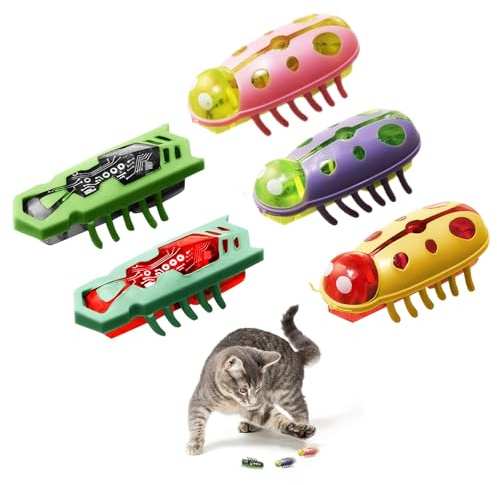 5 Stück Mini Käfer Maus Katzenspielzeug, Elektrischer Katzenspielzeug | Marienkäfer Spielzeug Interaktive Wanze KatzenspielzeugKäfer Spielspielzeug für Katzen Kätzchen Haustier Lustiges (5 Stück)