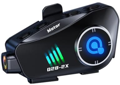 GNURBDILFO Q28-2X Wireless Motorcycle Helmet Headset with Bluetooth, 1080P HD Video Recording & Driving Camera