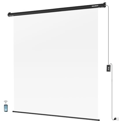 RAUBAY Motorized Pull Down White Screen Backdrop - 78.7 x 86.6 Collapsible Wall-Mount Background for Professional Video Production, Photography Studio, Video Conferencing and YouTube, TikTok Creator