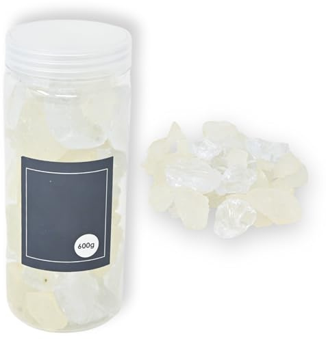 damaloo 600g Quarz Steine Weiß als Deko – Glassteine klar für Vasen, Kerzen, Tischdeko & Miniteich – Dekosteine transparent als Zierkies Deko Granulat – Kieselsteine, Dekogranulat, Quarzstein