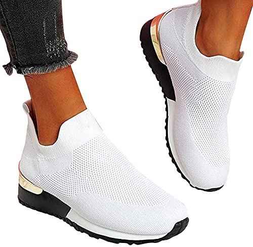Compra Online Zapatillas Deportivas Mujer Sin Cordones Zapatos Ortopédicos de Suela Blanda Ligeros Transpirables Zapatillas Cómodos Alpargatas Antideslizantes Suave Casual Caminar Calzado Deportivo