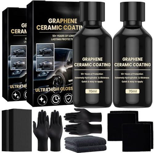 2Pcs Advanced Ceramic Coating For Cars - 10+ Years Of Long Lasting High Gloss - Ceramic Auto Detailing Kit - Super Hydrophobic, Anti-Scratch, Car Sealant Protection - Easy To Apply After Washing
