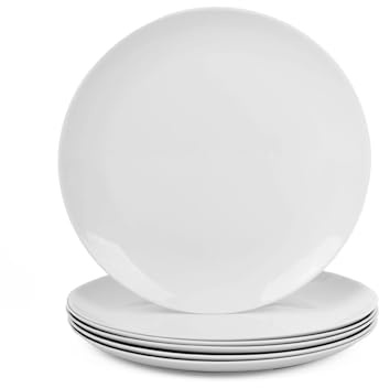 LaGlint 6er Set Frühstücksteller aus Opalglas, 21,6 cm, Weiß | Runde Dessert- und Salatteller, leichtes Design, spülmaschinen- und mikrowellengeeignet für tägliche Mahlzeiten