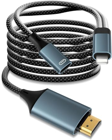 Lizoak Lightnning HDMI-Kabel 2m für iPhone 14/13/12/11/XS/XR/8, 1080P Full HD Digital AV Adapter, kompatibel mit iPad und iPod, TV-Streaming, Plug & Play, kein Support für iPhone 15/16 und Netflix