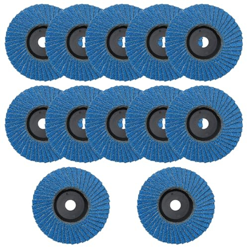 Aoyswuz 12 Piezas 76mm Discos de Láminas Grano 60, Discos Abrasivos de Láminas Agujero Central 10 mm para Acero Inoxidable Metal Acero y Madera