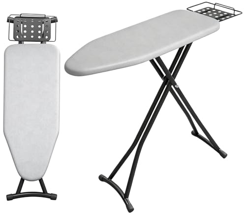 Kezidhp Tabla de Planchar Plegable y de Altura Ajustable, Mesa de Planchar con Soporte para Plancha Resistente al Calor, Almohadilla 4 Capas, 110 x 31 cm，Ironing Board