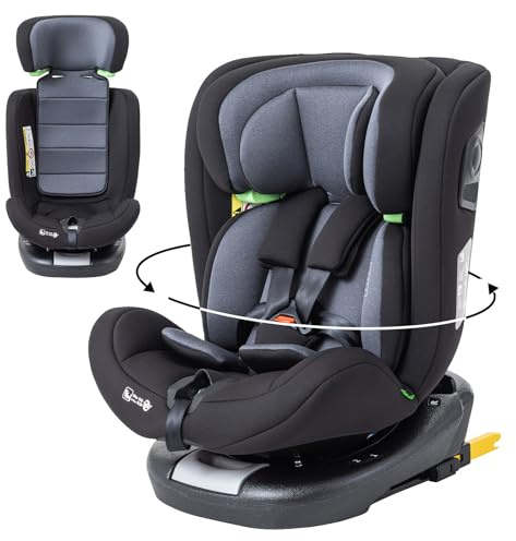 Zkipm Seggiolino auto 0 A 12 Annim, 360° Girevole Seggiolino, ISOFIX + LATCH,Fodera rimovibile e lavabile/Cinture di Sicurezza a 5 Punti/Regolazione Altezza Poggiatesta a 12 Posizioni (0-36 kg)