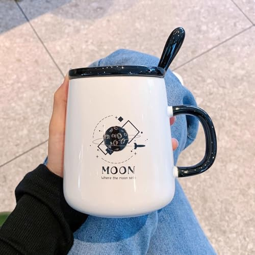 Bonito Vaso Térmico con Tapa, Divertida Botella Agua Térmica, Taza de Café Personalizada, Tazas de Té 14 Oz con Cuchara, Bonito Regalo Cumpleaños Para Novias, Mujeres y Chicas(Natural)