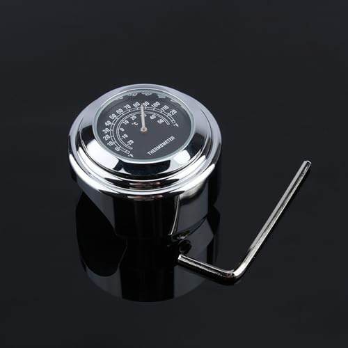 Jiawu Motorcykelstyretermometer 7/8 1 Vattentät Temperaturmätare i Aluminiumlegering för Universella Motorcyklar, Kromfäste och Svart Yta Hållbar Stöttålig