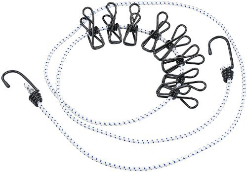 PEARL Campingwäscheleine: Flexible Wäscheleine mit 8 beschichteten Klammern, 170-210 cm (Reise-Wäscheleine mit Klammern, Outdoor, Wäscheklammern)