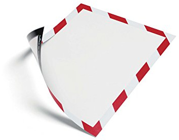 Durable Info-Rahmen Duraframe Magnetic Security (A4, Magnetrahmen für metallische Oberflächen) 5 Stück, rot/weiß, 4945132