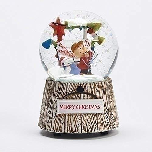 Roman 800mm Musical Snow Globe, Peanuts Charlie Brown and Snoopy Decorating