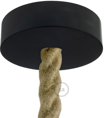 creative cables Lampenbaldachin Kit aus Holz für 2XL-Seilkabel - Schwarz